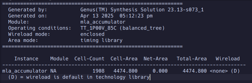 MLA Area Consumption
